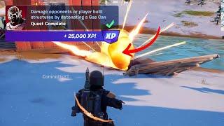 Damage opponents or player built structures by detonating a Gas Can Fortnite Locations - Quest Guide