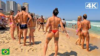  4K Leblon Beach ist in der Sommersonne in Rio überfüllt