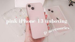 aesthetic pink iphone 13 unboxing vlog  &  accessories