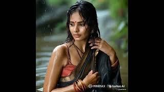 ai modesl-rain-wet saree -Real Indian AI Lookbook - Indian - Voluptuous Beauty