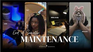 VLOG: Getting it together after a long semester | jumbo twists, nails, skincare‍️ , Bible study 