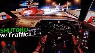 Assetto Corsa Shutoko | INSANE Driving in Traffic | Triple TVs | Fanatec CSL DD