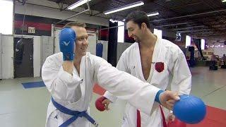 David Common gets a lesson in karate