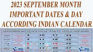 2023 September Month | Important Dates & Days According Indian Calendar | Festivals & Holiday 2023yr