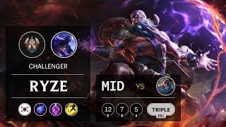 Ryze Mid vs Yasuo - KR Challenger Patch 9.12