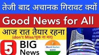 तेजी के बाद अचानक गिरावट क्यों  SHARE MARKET LATEST NEWS TODAY • TOMORROW ANALYSIS • STOCK INDIA