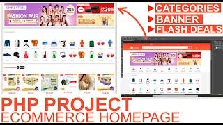 [2] PHP Project: eCommerce Website System Homepage using HTML CSS - Banner Image, Categories Section