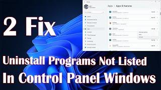 Uninstall Programs Not Listed In Control Panel In Windows - 2 Fix How To