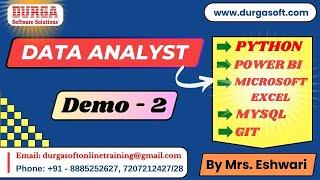 DATA ANALYST tutorials || Demo - 2 || by Mrs. Eshwari On 26-09-2024 @9PM IST