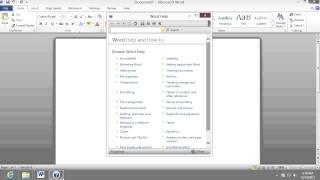 How to start Help in Word 2010