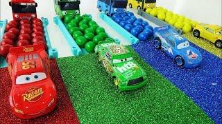 Disney Cars Pixar Lightning McQueen & Tayo Bus with Rainbow Slide gumball | ToytubeTV