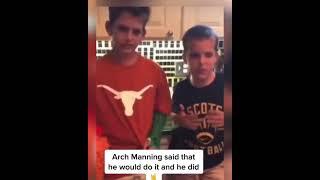 Texas Longhorns QB Arch Manning called his shot at a young age  (via @TexSandss/X)