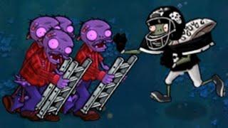 4 Ladder Zombies vs 1 Giga-Football Zombie Fight // Plants vs Zombies
