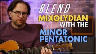 How to use Mixolydian and Minor Pentatonic scales when playing chord changes. Guitar Lesson EP391