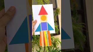 How to make paper rocket using basic shapes #paperart #ideas #easy #activties #kindergarten #kids