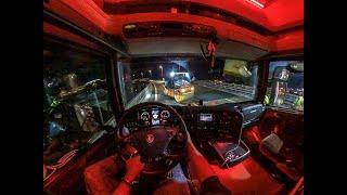 POV Driving Scania R580 - Nightride through Stockholm