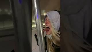 Tongue stuck in the pillar