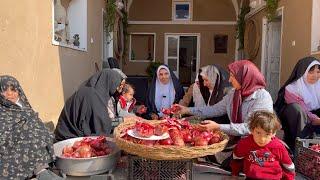 Travel Documentary Iran  ،Traditional rural cooking, iran . پخت سنتی رب انار، ندوشن یزد