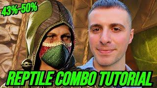 REPTILE COMBO TUTORIAL WITH SCORPION KAMEO! (43%-50%): MORTAL KOMBAT 1!