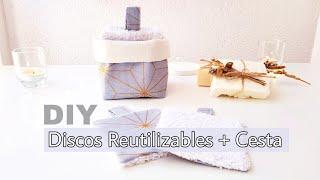 DISCOS DESMAQUILLANTES REUTILIZABLES con CESTA a juego || PADS de TELA REUTILIZABLES