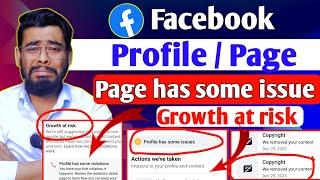 जल्दी Solve करो  | Profile has some issues | Page has some issues | Growth at risk | Facebook