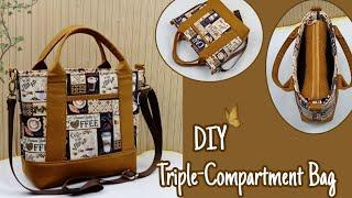 DIY Cara Membuat Tas/Triple-Compartment Bag Tutorial & Pattern