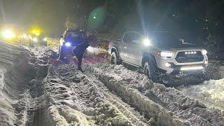 Toyotas hit snowy night trails in Northern California