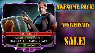 BLESSED BY ELDER GODS? INSANE 50% OFF DARK FATE TERMINATOR PACK OPENING. Mortal Kombat Mobile