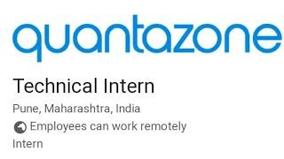 QUANTAZONE HIRING 2020-2021 BATCH STUDENT AS TECHNICAL INTERN | WORK FROM HOME JOB | B.TECH ELIGIBLE