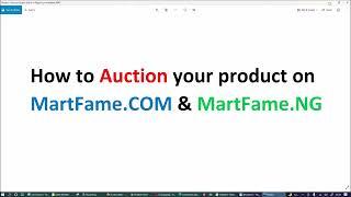 How to post your product for AUCTION on MartFame.NG