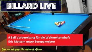 Vorbereitung für die 9 Ball WM, Europameister Eric Mattern gegen Bezirksmeister Zehrudin Vereget