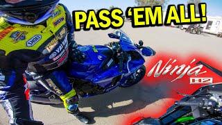 FAST AF R1 shows Ninja H2 HOW TO PASS! *Group A - Buttonwillow* #MaxyDaily