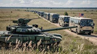 Russian T-90 Tank Crew Successfully Blows Up Longest Convoy of Buses Carrying US Troops