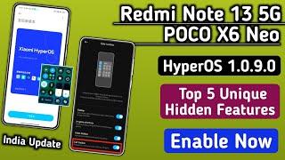 Redmi Note 13 5G HyperOS 1.0.9.0 India Update,Top 5 Unique Hidden Featureds, Enable Now, No Root