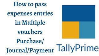 How to pass expenses entries  in tally prime in multiple vouchers  | Tamil