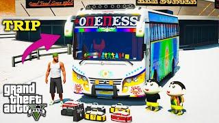 GTA 5: Franklin & Shinchan Going To Trip Oneness Bus in Gta5...!(Gta5 Mods)