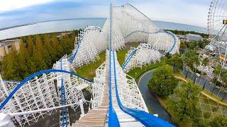 Hakugei Roller Coaster BACKWARDS! 4K POV Onride Nagashima Spaland Japan