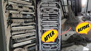 installation network data center and cable management 42Ux3 server rack huge setup for school office