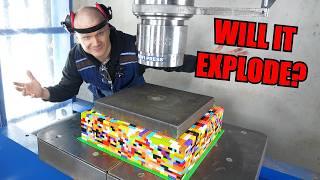 Can 10,000 Lego Bricks Stop a 300-Ton Hydraulic Press?