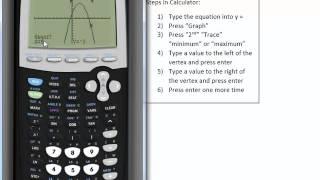 Find the Vertex of a Quadratic Using A TI84