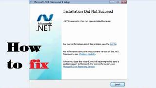 how to fix net framework installation did not succeed
