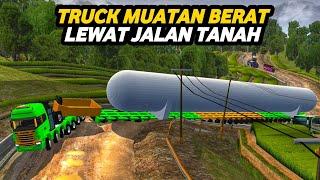 NGERI!!!! TRUCK TRAILER MUATAN BERAT LEWAT JALAN TANAH EXTREME DI BUSSID