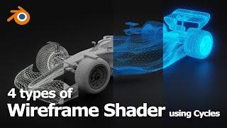 4 types of Blender Wireframe Shader - Color, Transparent, Glow Wireframe Render using Cycles