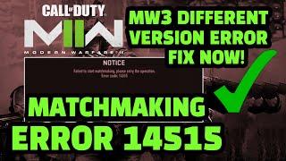 How To FIX MW3 Different Version Error | MW3 Failed To Start Matchmaking 100% FIX 