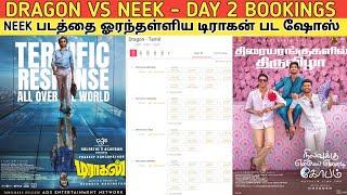 Dragon Vs NEEK - DAY 2 BOOKINGS | டிராகன் படத்துக்கு டபுள் மடங்கு அதிகமான ஷோஸ்