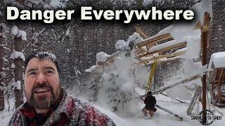 Installing Rafters During a HUGE Winter Storm Was Borderline Insanity (Sawmill Shed Build Ep. 20)