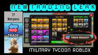 NEW TRADING LEAK in Military Tycoon Roblox