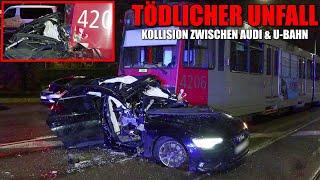 [TÖDLICHER UNFALL IN DÜSSELDORF!] - Schwere Kollision zwischen Audi & U-Bahn ~ Auto stark beschädigt