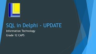 How to do an SQL UPDATE in Delphi