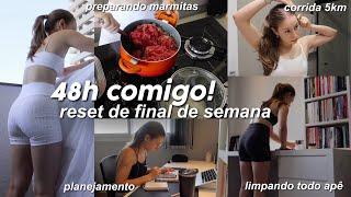 48H COMIGO | reset de final de semana, preparando marmitas, limpando todo apê, planejamento, culto..